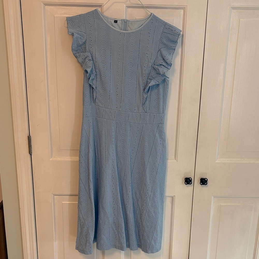 Blue Ruffle Sleeve Dress